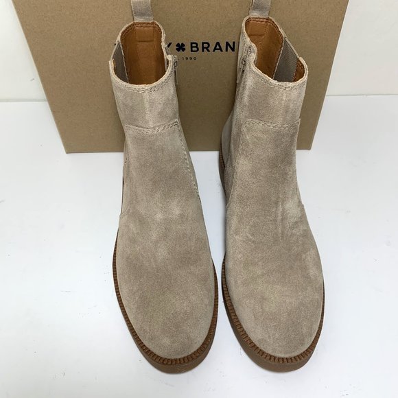 Lucky Brand Ressy Chelsea Boots Suede Leather Booties Dune Beige Size 9 NEW - Picture 5 of 7
